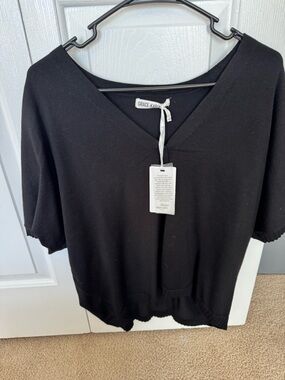 Grace Karin Black V-Neck Short Sleeve Knit Top
